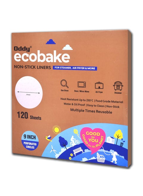 Oddy Uniwraps Ecobake NonStick Baking Paper for Steamer Airfryer More Perforated 9 Inch Circle 120 Pcs White
