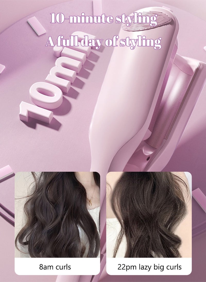 أداة تجعيد الشعر بشكل البيضة بتموجات واسعة، مزودة بتقنية الأيونات و11 مستوى حرارة، تسخين سريع خلال 30 ثانية، مزدوجة الأنابيب مقاس 32 مم لتموجات كبيرة تدوم طويلاً – وردي - Image 5