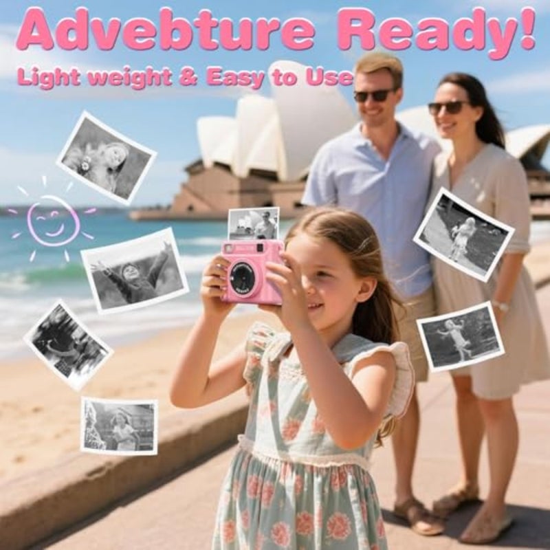 Instant Print Camera for,Camera for Girls and Boys, Digital Camera Toy for Toddlers 1080P HD Selfie with 4 Color Photos, Sticker Pack and 32GB Card, Birthday Gift for Girls - Image 5