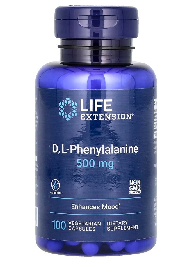 D L-Phenylalanine 500 mg 100 Vegetarian Capsules