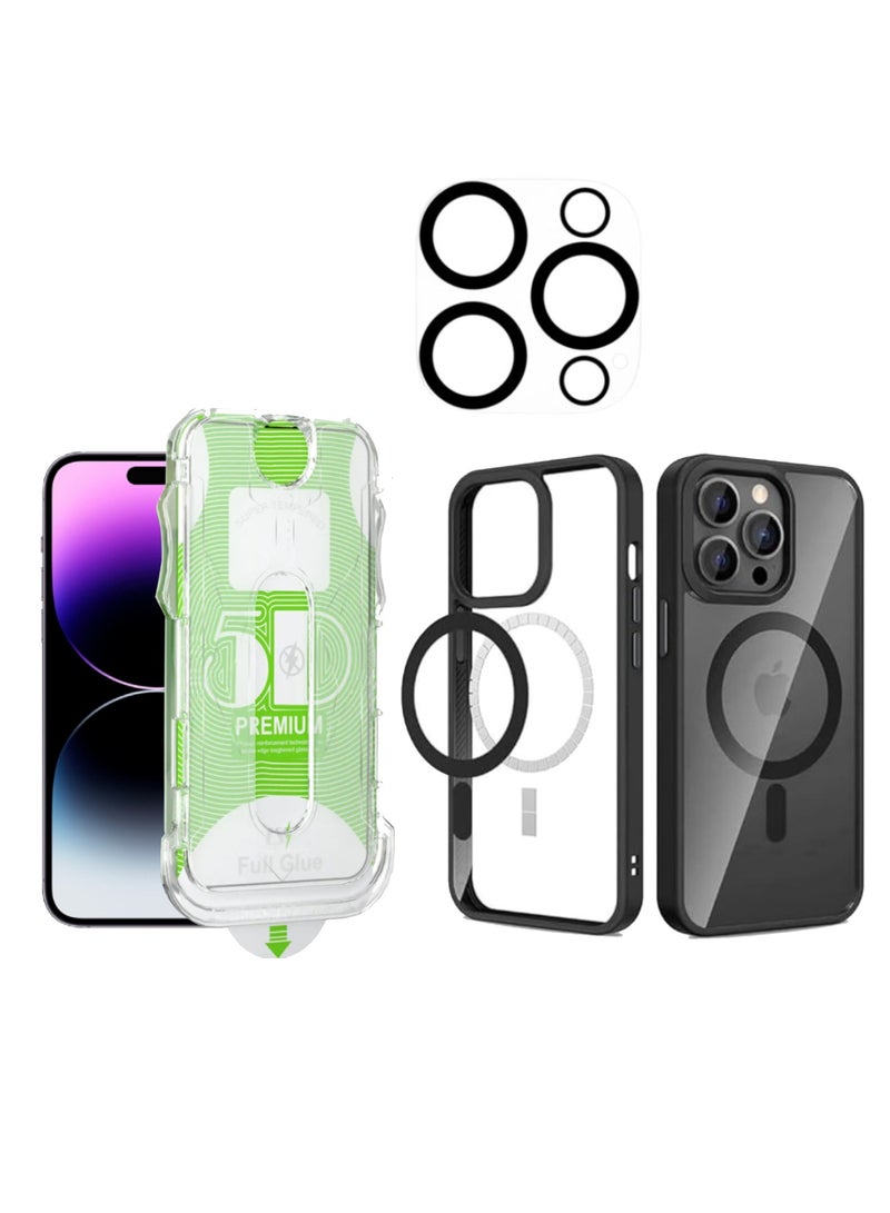 Digi Core 3 عبوات تغطية كاملة لهاتف iPhone 14 Pro Max Magsafe مع عدسة كاميرا لهاتف iPhone 14 Pro Max واقي شاشة 6.7 بوصة طقم تركيب سهل محاذاة تلقائية 9H صلبة 99.99% HD واضح خالٍ من الفقاعات - Image 1