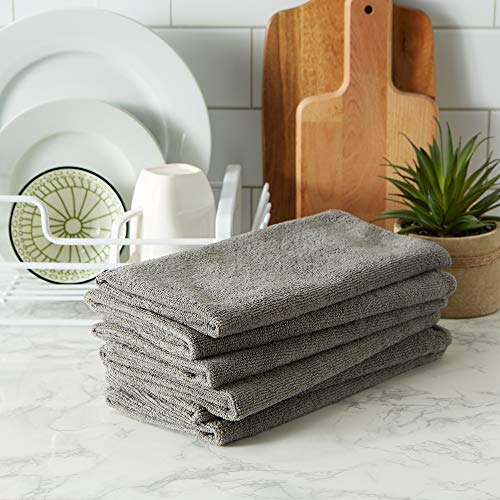 DII Cleaning Collection Soft Highly Absorbent Microfiber, Dishtowel Set, 16x24, Gray, 6 Piece - Image 4