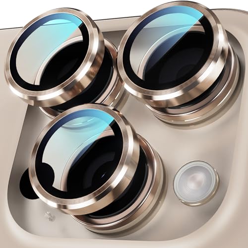 YWXTW Camera Lens Protector for iPhone 16 ProiPhone 16 Pro Max 1 Step Installation Tray Tempered Glass Screen Protector Metal Individual Camera Cover Accessories Case Friendly Desert Titanium - Image 1