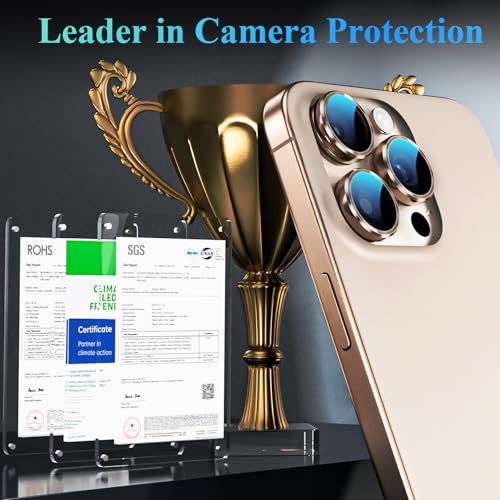 YWXTW Camera Lens Protector for iPhone 16 ProiPhone 16 Pro Max 1 Step Installation Tray Tempered Glass Screen Protector Metal Individual Camera Cover Accessories Case Friendly Desert Titanium - Image 3