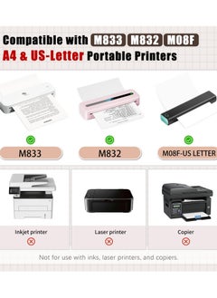 Generic A4 Thermal Paper, 210 x 297 mm Folding Black Mark Thermal Paper for A4 Portable Thermal Printer, compatible with portable letter thermal printer, 8.27"×11.69” Size, Compatible with M08F-Letter M832 M833 M834 M835 HRPT MT800 Thermal Paper(200 sheets)  - Image 2