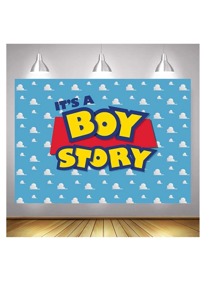 XLL Cartoon Boy It's a Boy Story Photography Backdrop Birthday Party Photo Background Blue Sky White Clouds Photography Backdrops Baby Shower Kids Hero Photo Booth Studio Props 7x5ft - Image 1