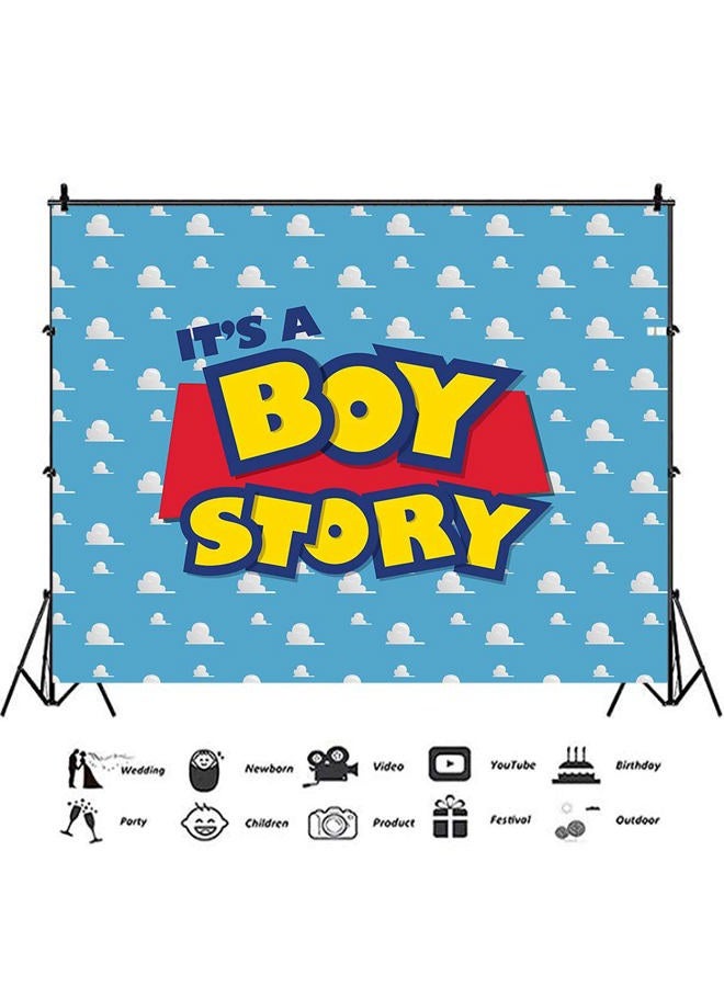 XLL Cartoon Boy It's a Boy Story Photography Backdrop Birthday Party Photo Background Blue Sky White Clouds Photography Backdrops Baby Shower Kids Hero Photo Booth Studio Props 7x5ft - Image 4