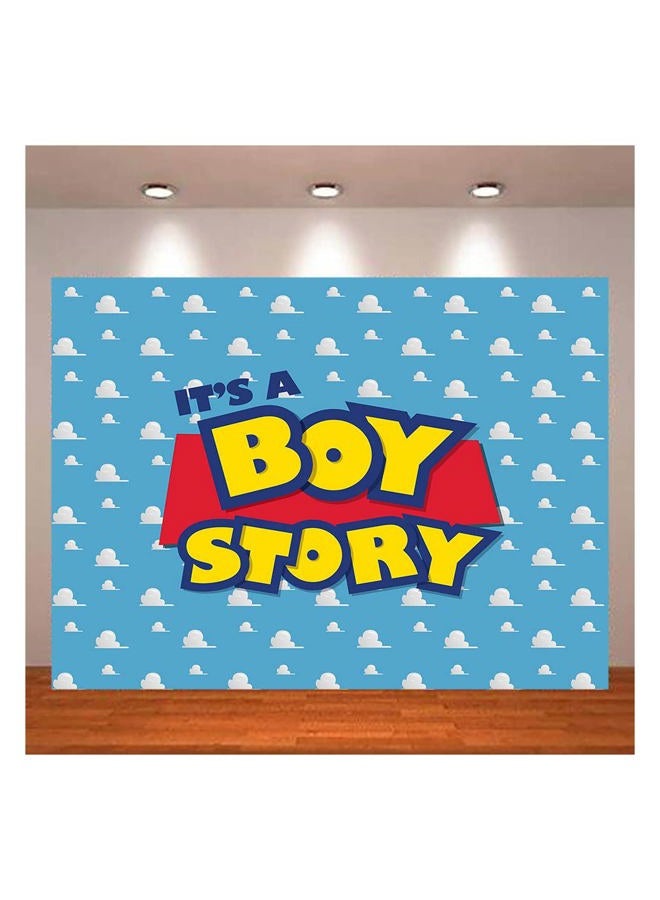 XLL Cartoon Boy It's a Boy Story Photography Backdrop Birthday Party Photo Background Blue Sky White Clouds Photography Backdrops Baby Shower Kids Hero Photo Booth Studio Props 7x5ft - Image 2