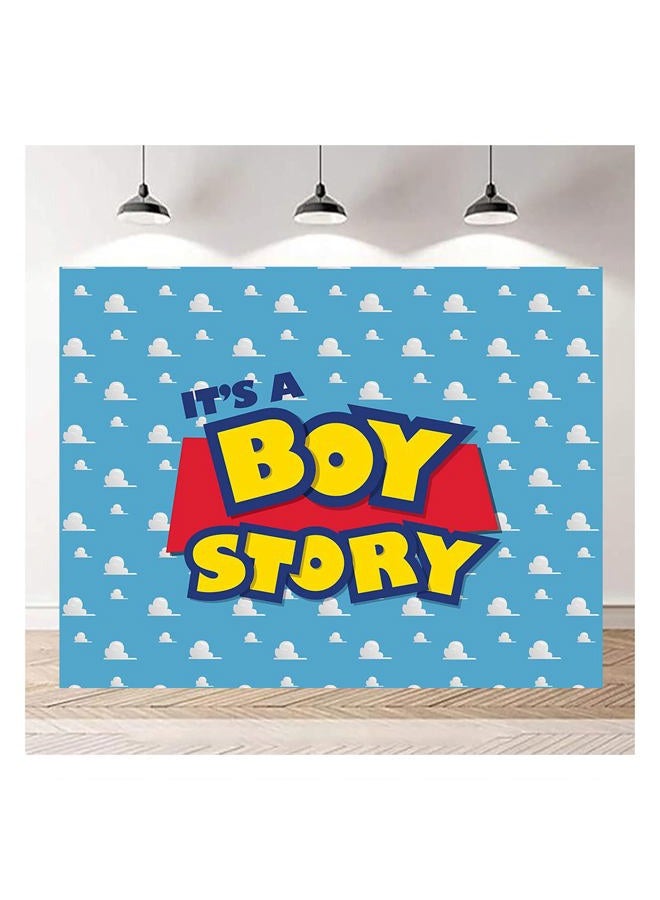 XLL Cartoon Boy It's a Boy Story Photography Backdrop Birthday Party Photo Background Blue Sky White Clouds Photography Backdrops Baby Shower Kids Hero Photo Booth Studio Props 7x5ft - Image 3