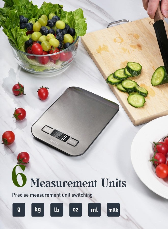Tcsxady Food Scale, 11lb Digital Kitchen Scale with 6 Units LCD Display and Tare Function,Compact Design for Baking,Healthy Cooking,Meal Prep, 304 Stainless Steel - Image 2