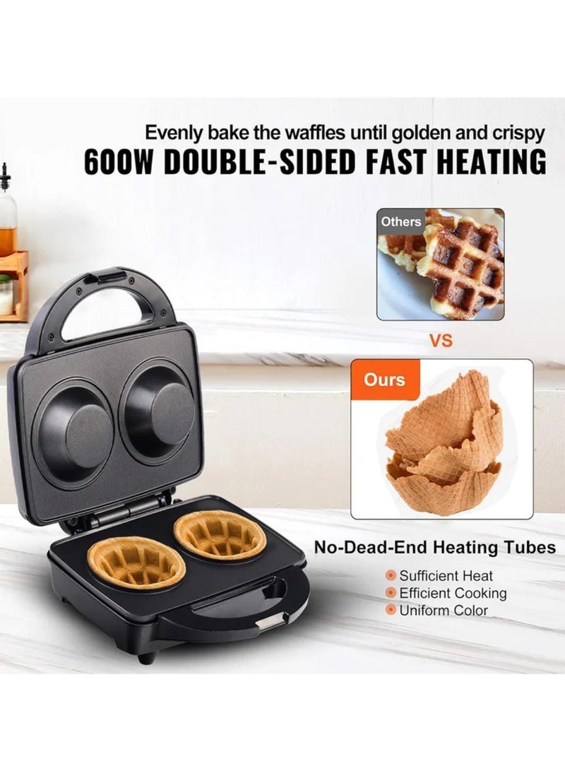 Dual Waffle Maker & Ice Cream Cone Maker - Non-Stick Electric Belgian Waffle Maker with Cool Touch Handle | Ice Cream Cone Maker, Waffle, Dessert, Snacks, Biscuit, Cookies  with Dual Cup Design, Easy to Clean  - Image 3