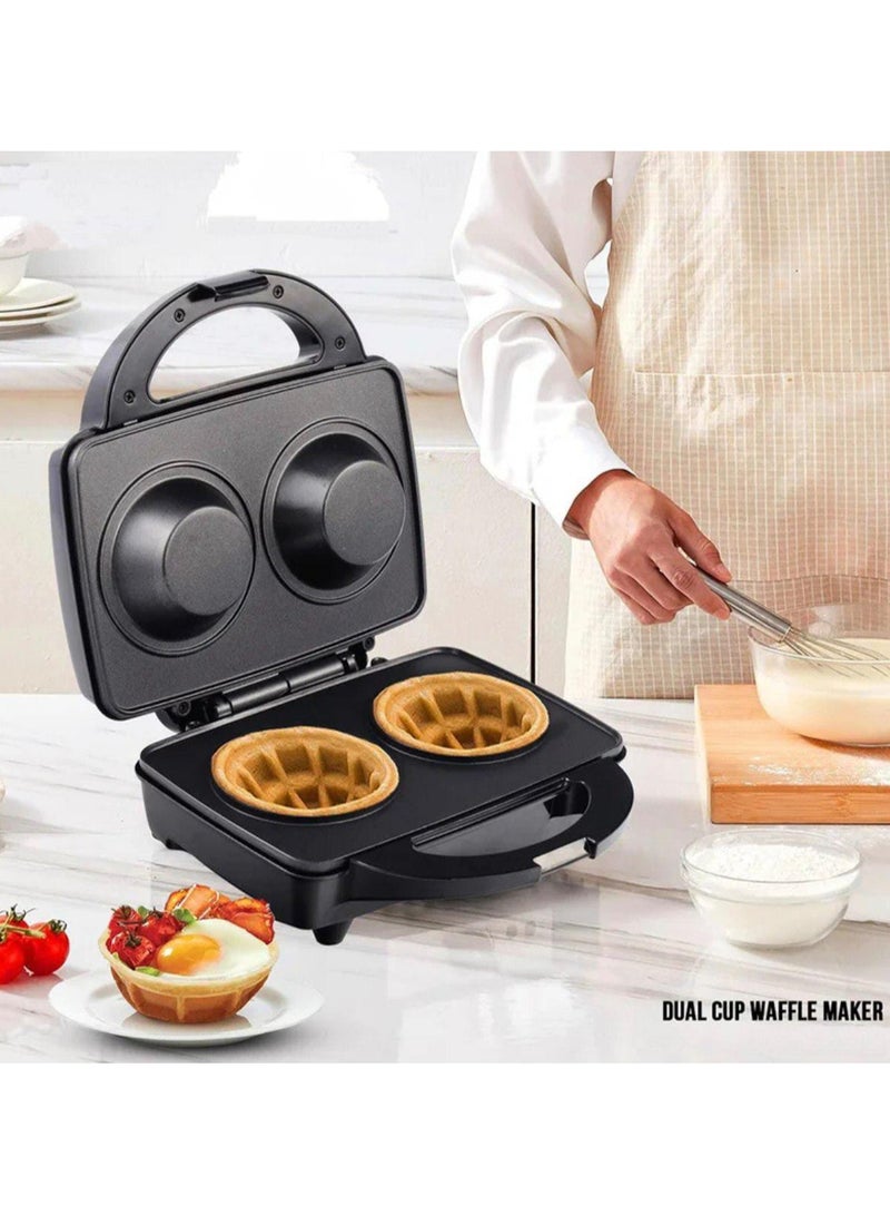 Dual Waffle Maker & Ice Cream Cone Maker - Non-Stick Electric Belgian Waffle Maker with Cool Touch Handle | Ice Cream Cone Maker, Waffle, Dessert, Snacks, Biscuit, Cookies  with Dual Cup Design, Easy to Clean  - Image 2