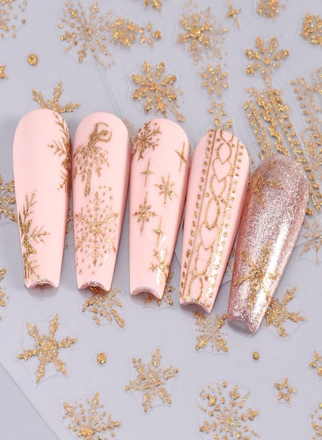 Dornail 8 Sheets Gold Glitter Christmas Snowflake Nail Stickers, 3D Winter Holiday Decals With Xmas Trees, Ballet Dancer, Star for New Year Designs, Decor and Accessories - Image 5