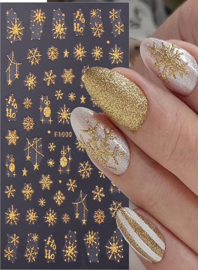 Dornail 8 Sheets Gold Glitter Christmas Snowflake Nail Stickers, 3D Winter Holiday Decals With Xmas Trees, Ballet Dancer, Star for New Year Designs, Decor and Accessories - Image 4