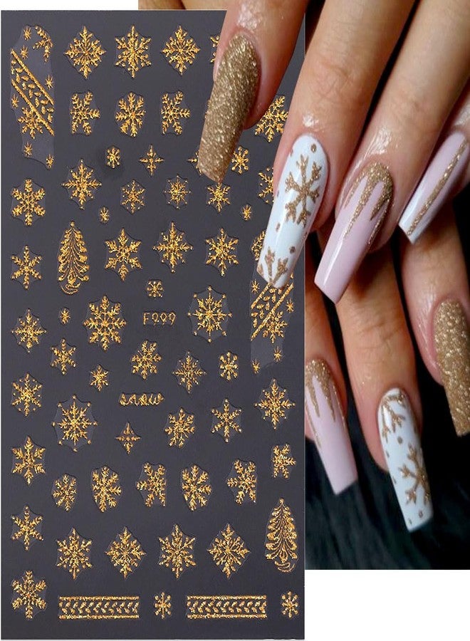 Dornail 8 Sheets Gold Glitter Christmas Snowflake Nail Stickers, 3D Winter Holiday Decals With Xmas Trees, Ballet Dancer, Star for New Year Designs, Decor and Accessories - Image 3