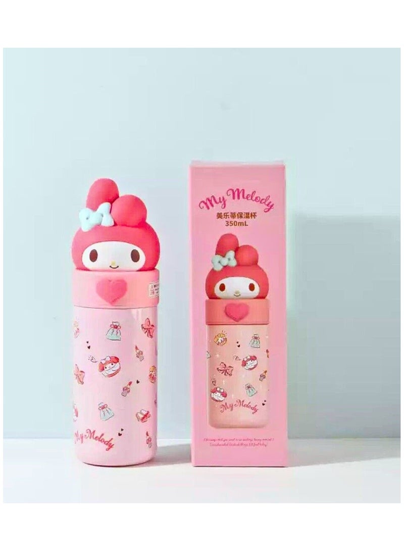 Kawaii زجاجة ماء ترمس معزولة بالفراغ من الفولاذ المقاوم للصدأ، 350 مل، وردي - Image 3