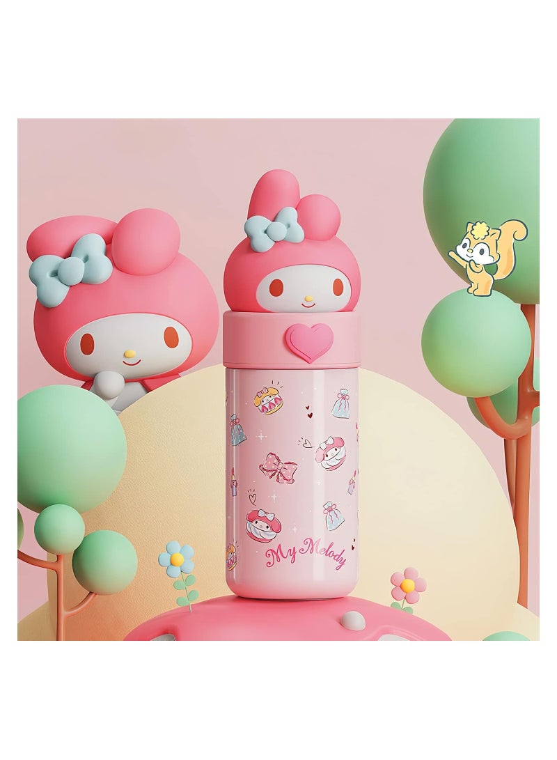 Kawaii زجاجة ماء ترمس معزولة بالفراغ من الفولاذ المقاوم للصدأ، 350 مل، وردي - Image 5