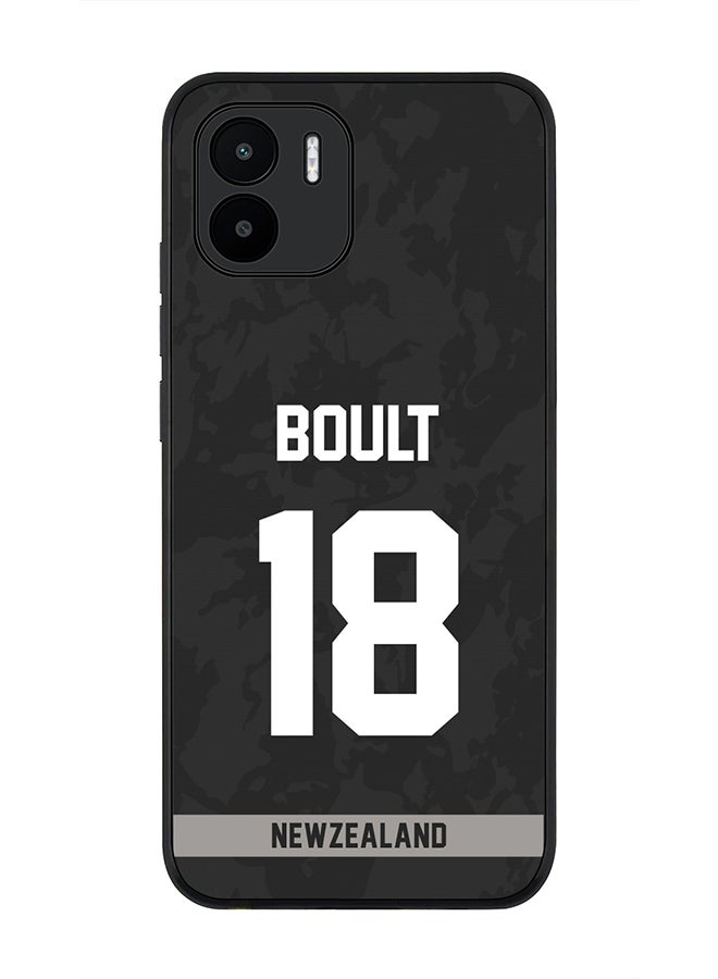 Stylizedd Rugged Black Edge Case for Xiaomi Redmi A1, Slim fit Soft Case Flexible Rubber Edges Thin Cover - Player Name - Trent Boult, Jersey Number- 18 - Image 1