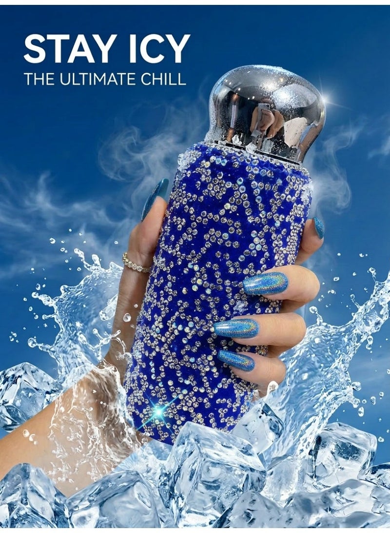 general 260ml Small-Capacity Portable Stainless Steel Rhinestone-Embellished Insulated Tumbler (Cold & Hot) - Image 1