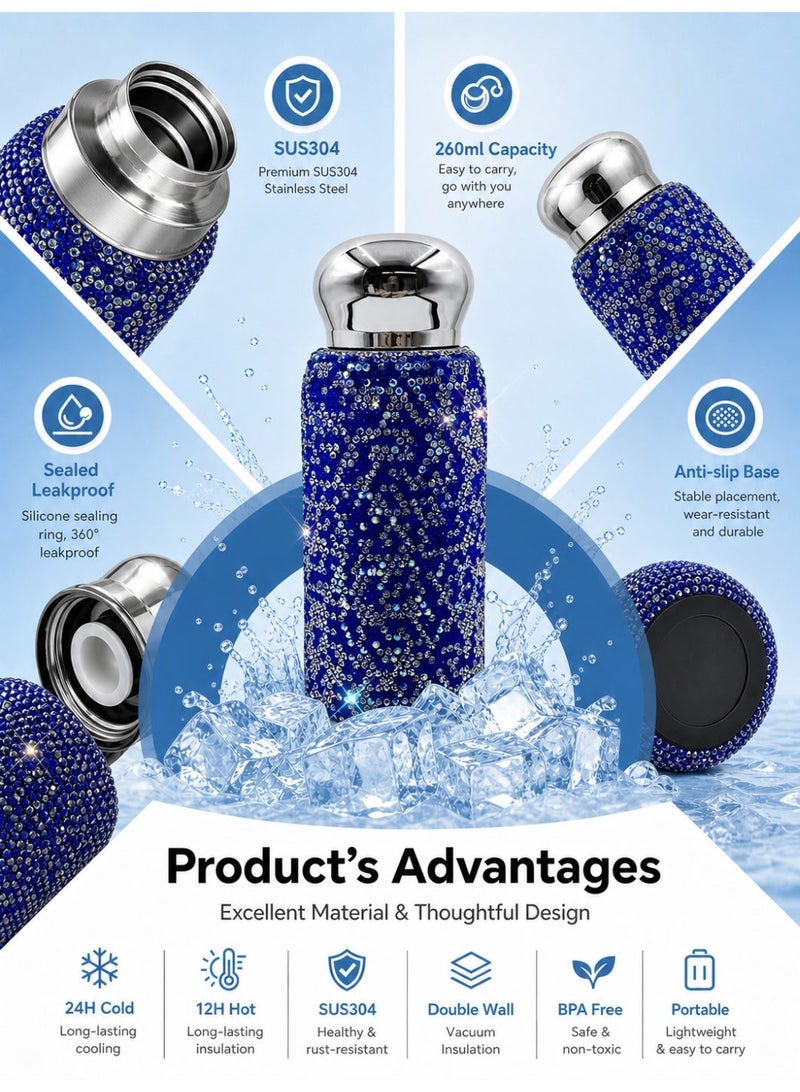 general 260ml Small-Capacity Portable Stainless Steel Rhinestone-Embellished Insulated Tumbler (Cold & Hot) - Image 4