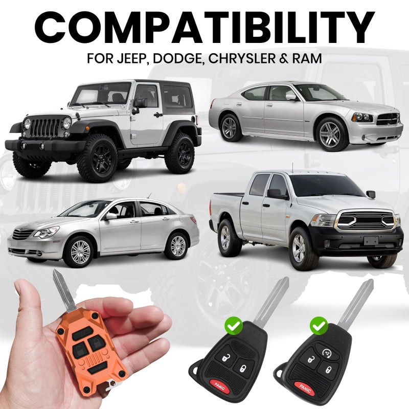 Dubbs Hardware Rugged Replacement Key Fob Shell for Jeep - Built-in Bottle Opener - High-Impact PC+ABS Housing - Made in USA - Also Fits Chrysler and Dodge Models 2005â€“2018 - Image 2