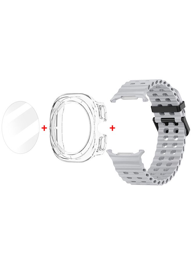 CATANES (for Samsung Galaxy Watch 7 Ultra) 3 Packs Silicone Band, Case and Screen Protector, Soft Ocean Silicone Sport Strap Replacement Accessory  - Image 3
