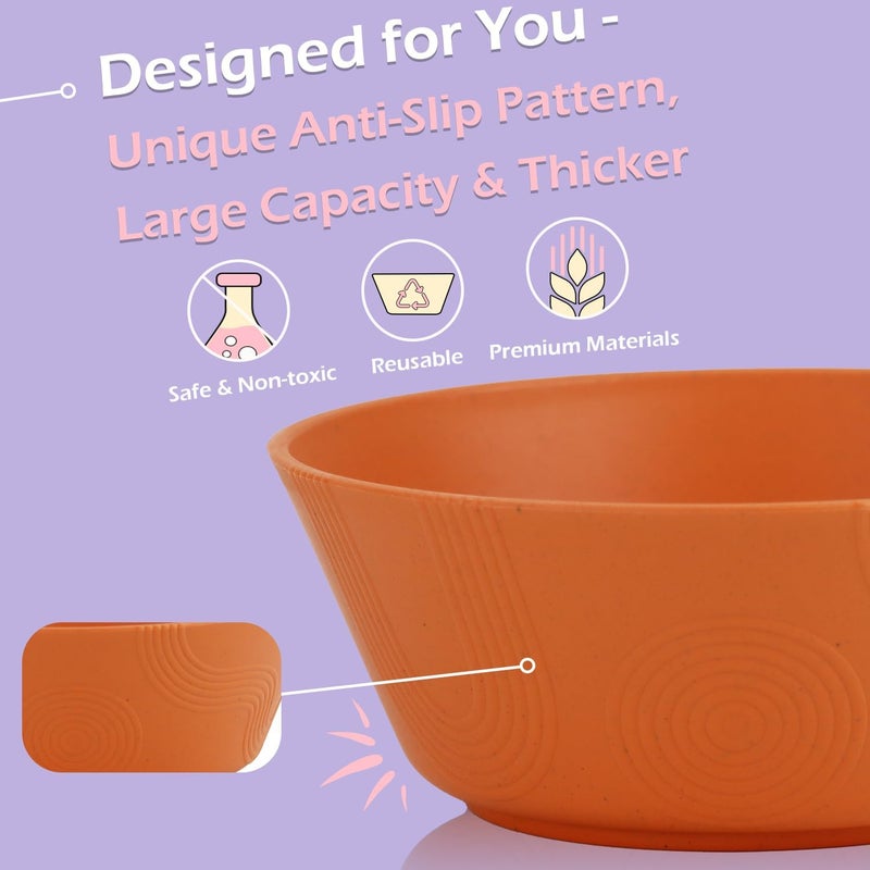 Homienly Wheat Straw Bowl Sets of 6  36oz Cereal Bowls with Textured DesignLarge Soup Bowl  Microwave and Dishwasher Safe Ramen Bowl Set Alternative to Plastic Bowls for Serving SoupRamenSalad  Multi - Image 3