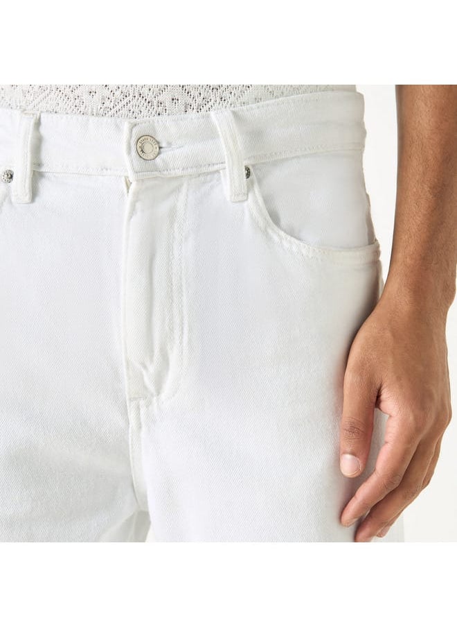 Lee Cooper Lee Cooper Solid Relaxed Fit Jeans with Button Closure  - Image 4