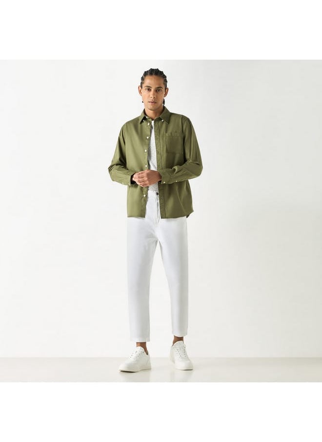 Lee Cooper Lee Cooper Solid Relaxed Fit Jeans with Button Closure  - Image 2