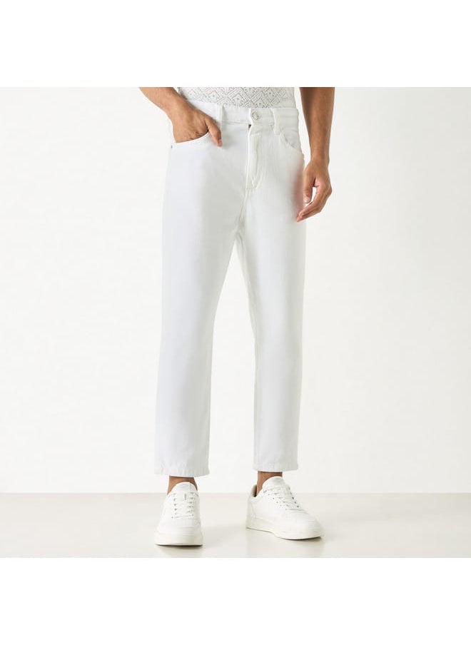 Lee Cooper Lee Cooper Solid Relaxed Fit Jeans with Button Closure  - Image 1