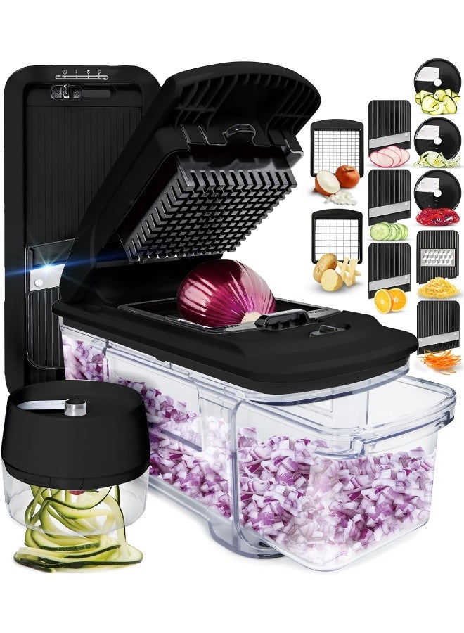 Fullstar All-In-1 Vegetable Chopper, Mandoline Slicer And Cheese Grater - Multi Blade French Fry Cutter And Veggie Dicer - Includes Bonus Handheld Spiralizer And Kitchen Gadgets (6 In 1, Black)  - Image 4