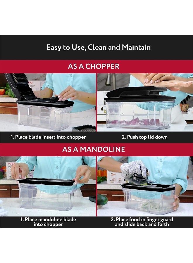 Fullstar All-In-1 Vegetable Chopper, Mandoline Slicer And Cheese Grater - Multi Blade French Fry Cutter And Veggie Dicer - Includes Bonus Handheld Spiralizer And Kitchen Gadgets (6 In 1, Black)  - Image 3