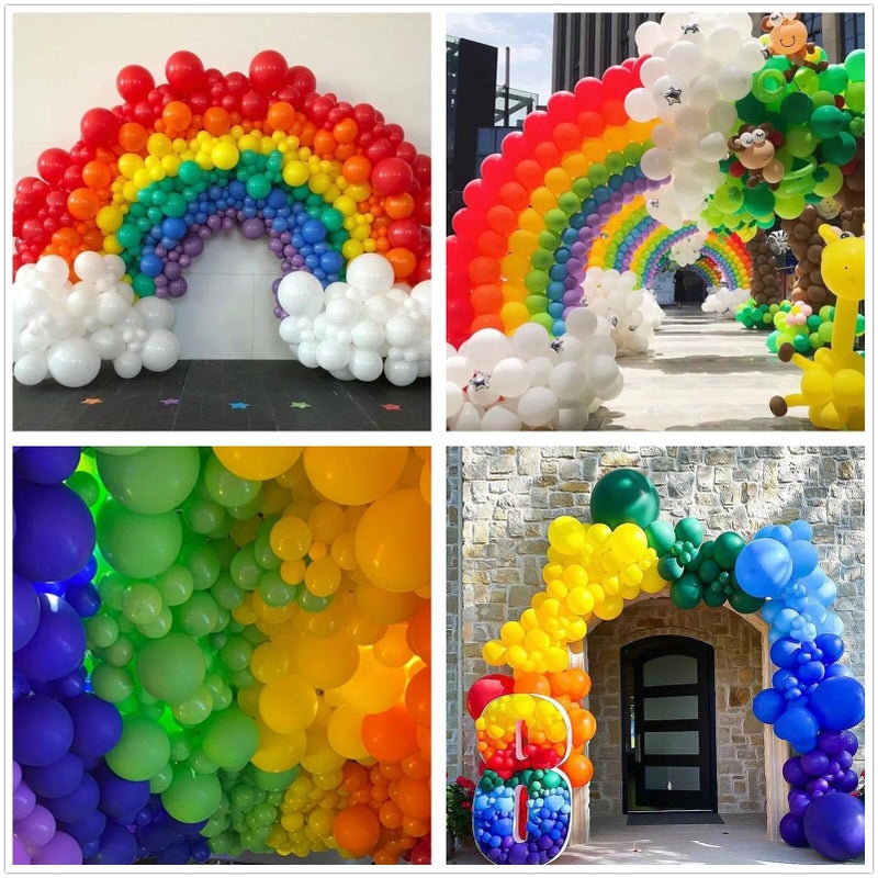 PAXILE 412pcs Rainbow Balloon Arch Kit Assorted Colors 18 12 10 5 Inch, Different Sizes Matte Latex Colorful Balloons for Baby Shower Birthday Wedding Party Decorations - Image 5