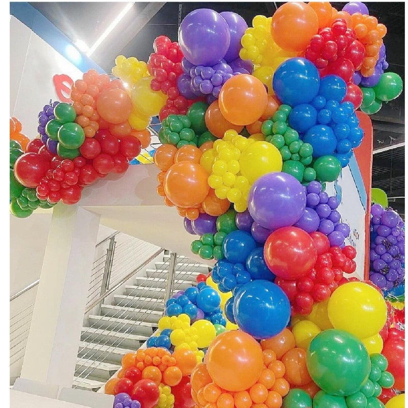 PAXILE 412pcs Rainbow Balloon Arch Kit Assorted Colors 18 12 10 5 Inch, Different Sizes Matte Latex Colorful Balloons for Baby Shower Birthday Wedding Party Decorations - Image 4
