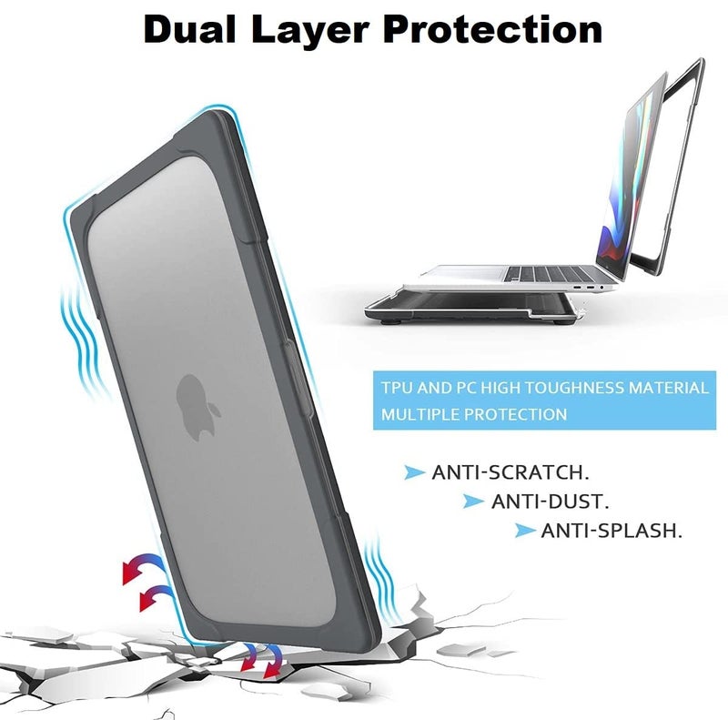 Midkart Hard Shell Case with Stand Compatible with MacBook Pro 13 Inch (Model M2 A2338 / M1 A2338 / A2289 / A2251 / A1706 / A1708 / A2159 / A1989, Release 2023-2016) Shockproof Cover, Grey - Image 5