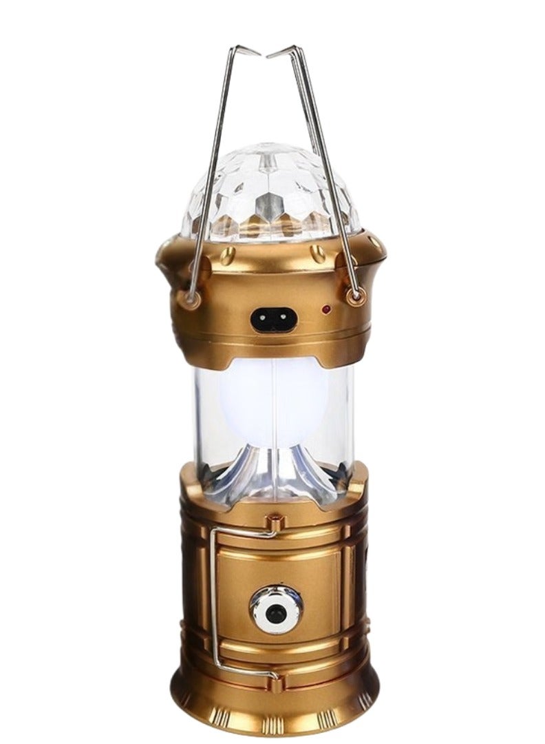 5-in-1 Rechargeable Camping Flashlight, Disco Gold – Perfect for home use, camping, or during power outages. - Image 1