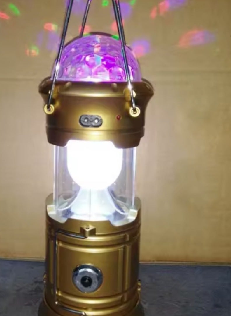 5-in-1 Rechargeable Camping Flashlight, Disco Gold – Perfect for home use, camping, or during power outages. - Image 2