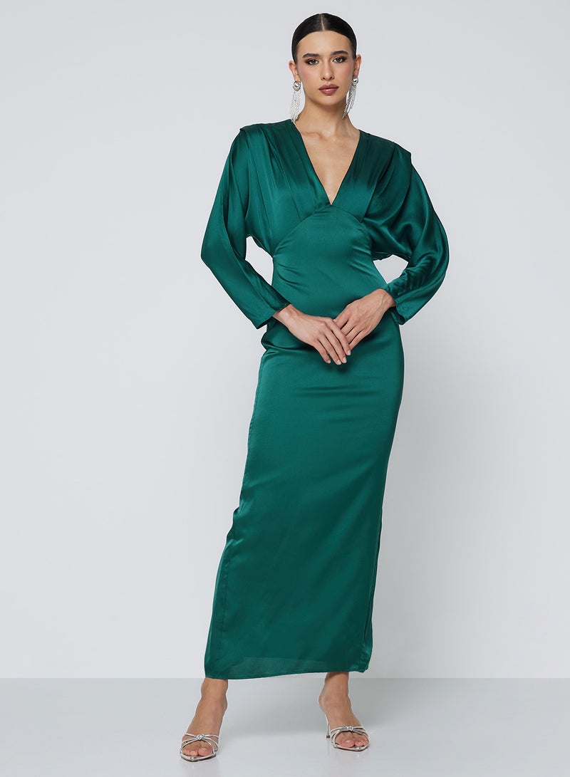 TFNC Satin V-Neck Dress - Image 4