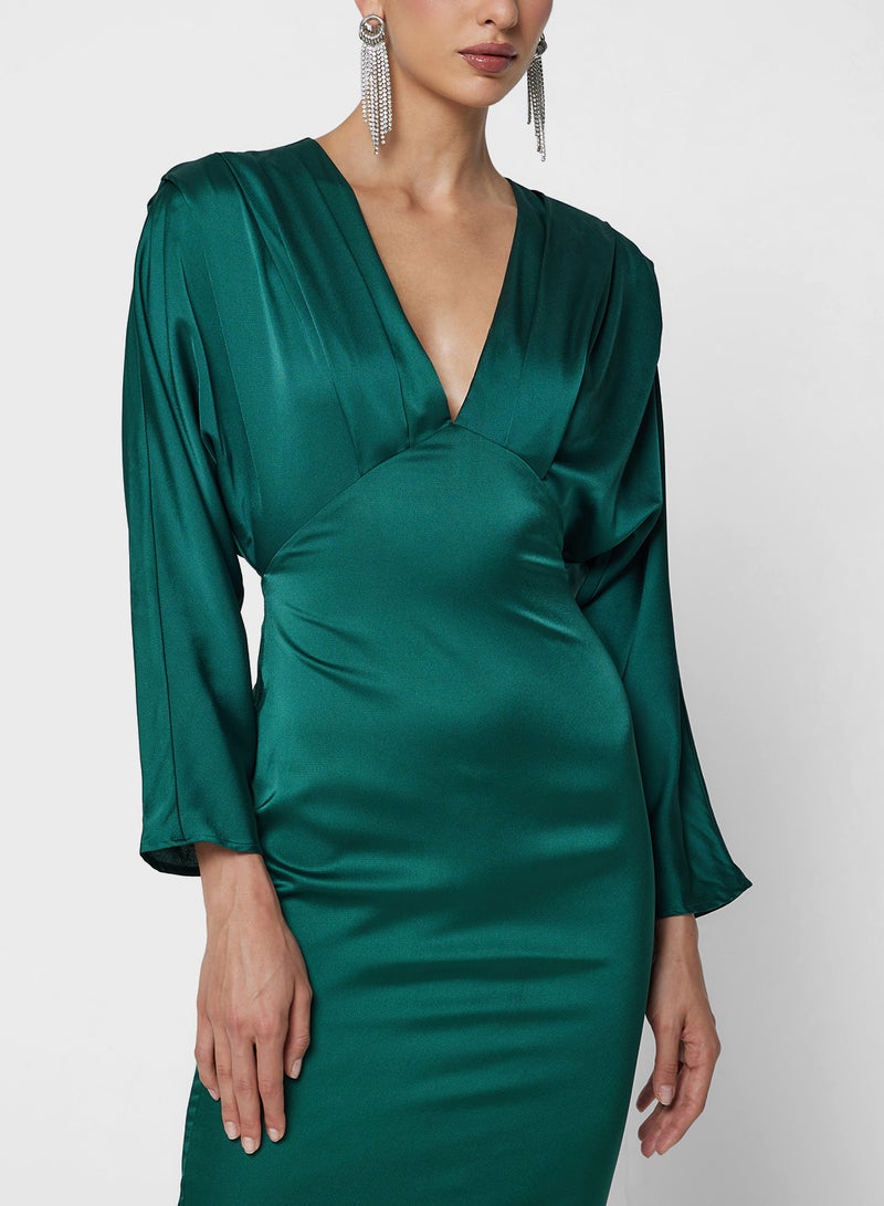 TFNC Satin V-Neck Dress - Image 3