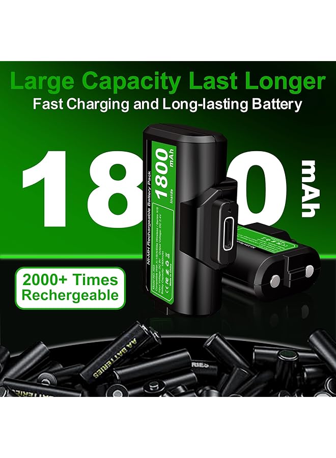 NALACAL Rechargeable High Capacity Battery Pack For Xbox Controller 2X 4800Mwh (1800Mah) Batteries Pack With Usb C Charging Cable For Xbox Series Elite Gamepads Including 4 Cover  - Image 2