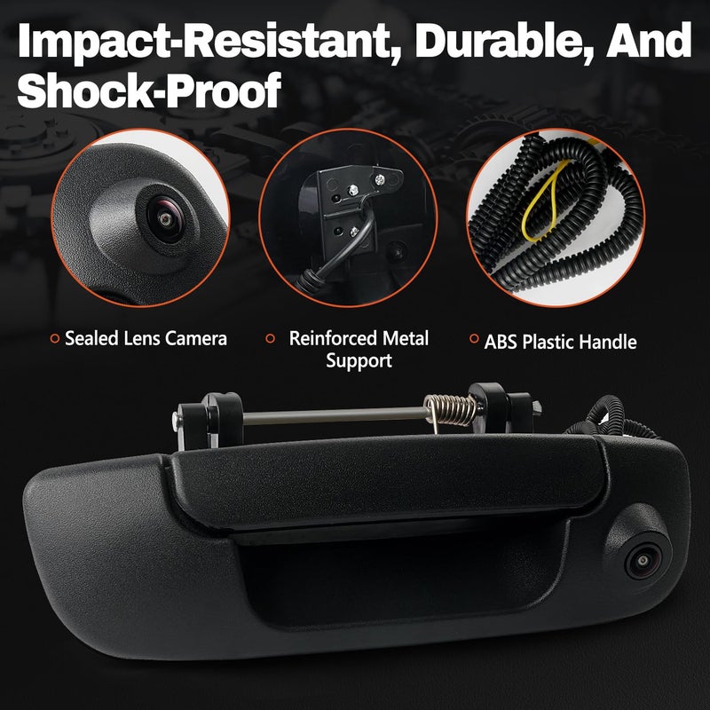 BELKEBIR Tailgate Handle Backup Camera Compatible with 2002-2009 Dodge Ram 1500 2500 3500 Tailgate Latch Door Handle Rear View Reverse Camera IP68 Waterproof Safety Night Vision Replaces# 55276237AA - Image 5