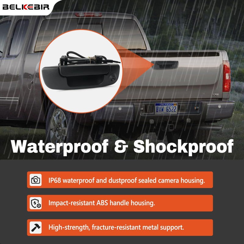 BELKEBIR Tailgate Handle Backup Camera Compatible with 2002-2009 Dodge Ram 1500 2500 3500 Tailgate Latch Door Handle Rear View Reverse Camera IP68 Waterproof Safety Night Vision Replaces# 55276237AA - Image 4