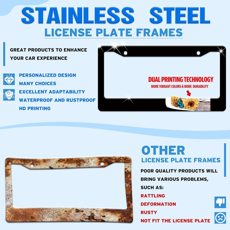 TINALUIN Starry Sky Galaxy License Plate Frame - Durable Stainless Steel Car Decoration - Image 2