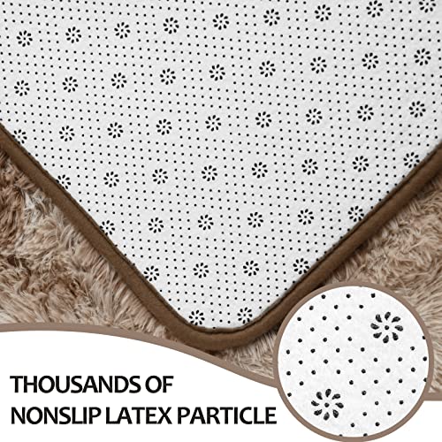 Hutha 4x6 Large Area Rugs for Living Room, Super Soft Fluffy Modern Bedroom Rug, Tie-Dyed Brown Indoor Shag Fuzzy Carpets for Girls Kids Nursery Room Home Decor - Image 5