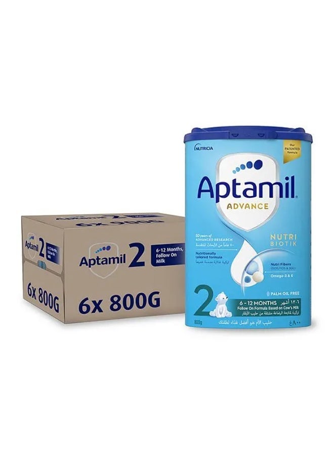 Aptamil Advance 2 Follow On Formula from 6-12 months, 800g (6 PACK) - Image 1