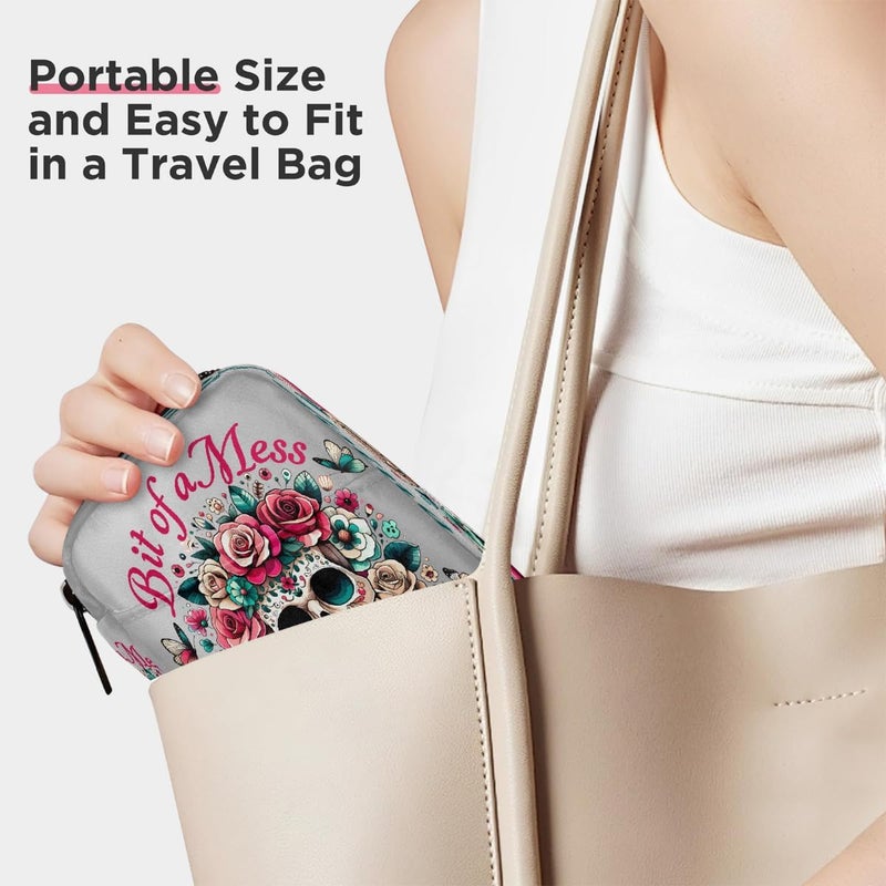 Skull Rose Grey Pill Case Travel Pill Organizer Weekly 7 Day Portable with Zipper Medicine Box Pill Case for Vitamins, Birth Control,Fish Oils,Medication, Supplements - Image 5