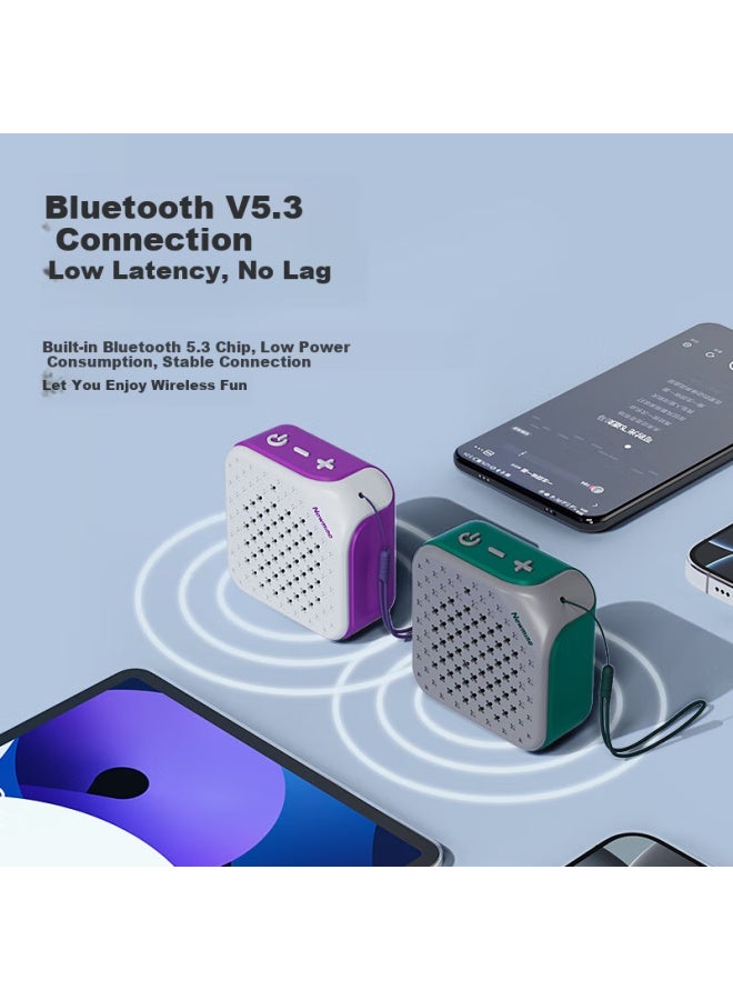 Newmine Portable Bluetooth Speaker Mini Speaker Sound Speaker Car Speaker Cash Collection Voice Broadcast Prompter Tws Version Gray Green - Image 1