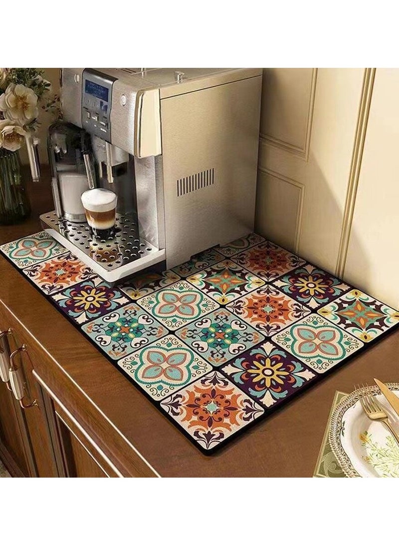Coffee Mat 40 x 30cm Coffee Mat for Table Tops Stain Absorbent and Non-Slip for Coffee Machine Accessories  - Image 1