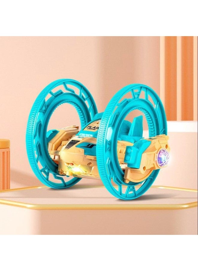 Tumbling Stunt Aircraft Children's Electric Sound And Light Cool Double-sided Rotating Boys And Girls Toys Wholesale-Color:Tumble Plane-Blue - Image 1