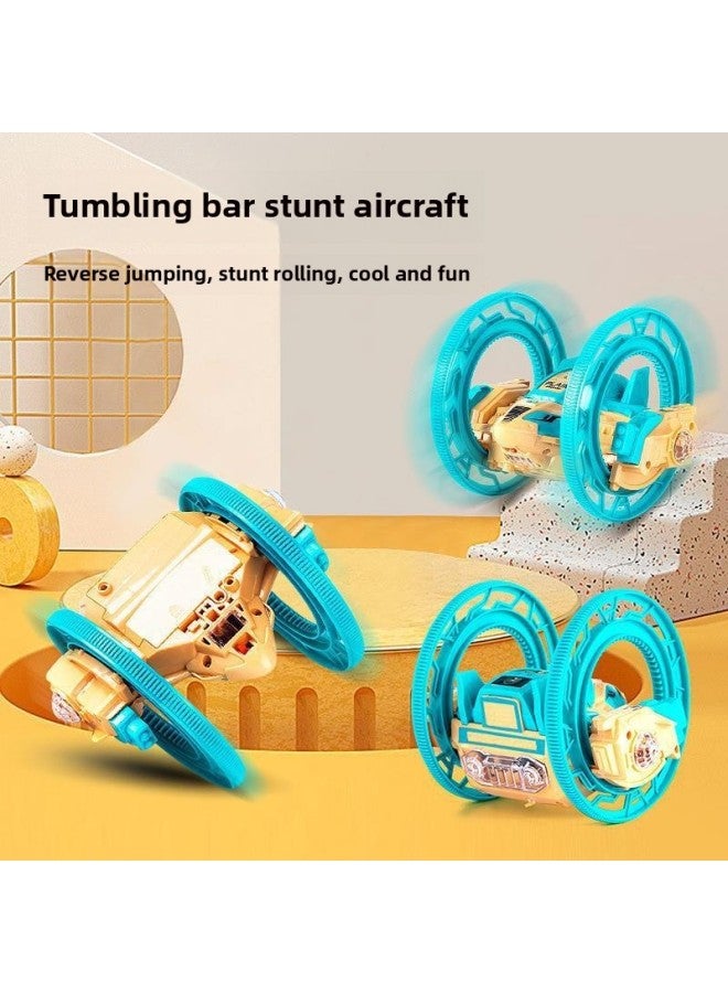 Tumbling Stunt Aircraft Children's Electric Sound And Light Cool Double-sided Rotating Boys And Girls Toys Wholesale-Color:Tumble Plane-Blue - Image 3